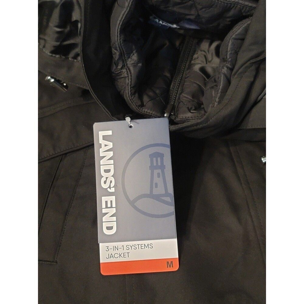 Lands' End Women's M 3-in-1 Systems Jacket w/ Removeable Puffer Vest Black NWT - Picture 8 of 10